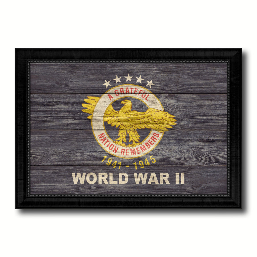 World War 2 Military Textured Flag Canvas Print with Picture Frame Gift  Wall Art Image 1