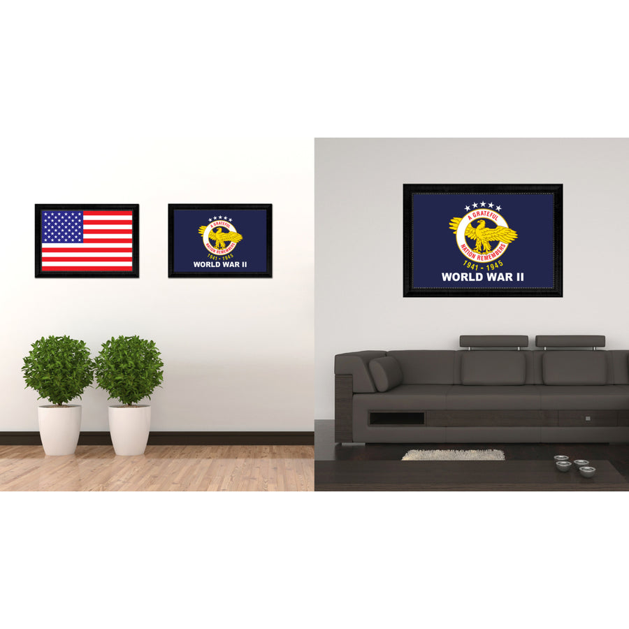 World War 2 Military Flag Canvas Print with Picture Frame Gifts  Wall Art Image 1