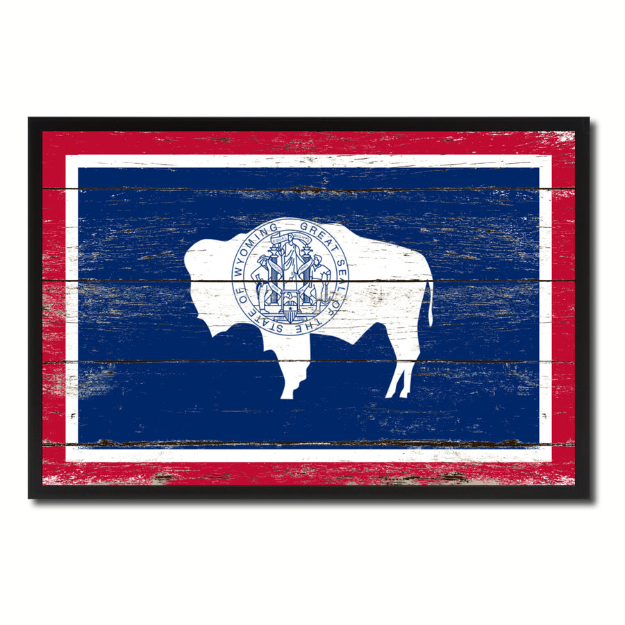 Wyoming Flag Canvas Print with Picture Frame Gift Ideas  Wall Art Decoration Image 1
