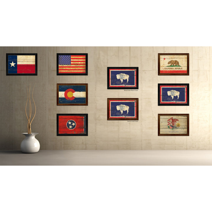 Wyoming Vintage Flag Canvas Print with Picture Frame  Wall Art Gift Image 3