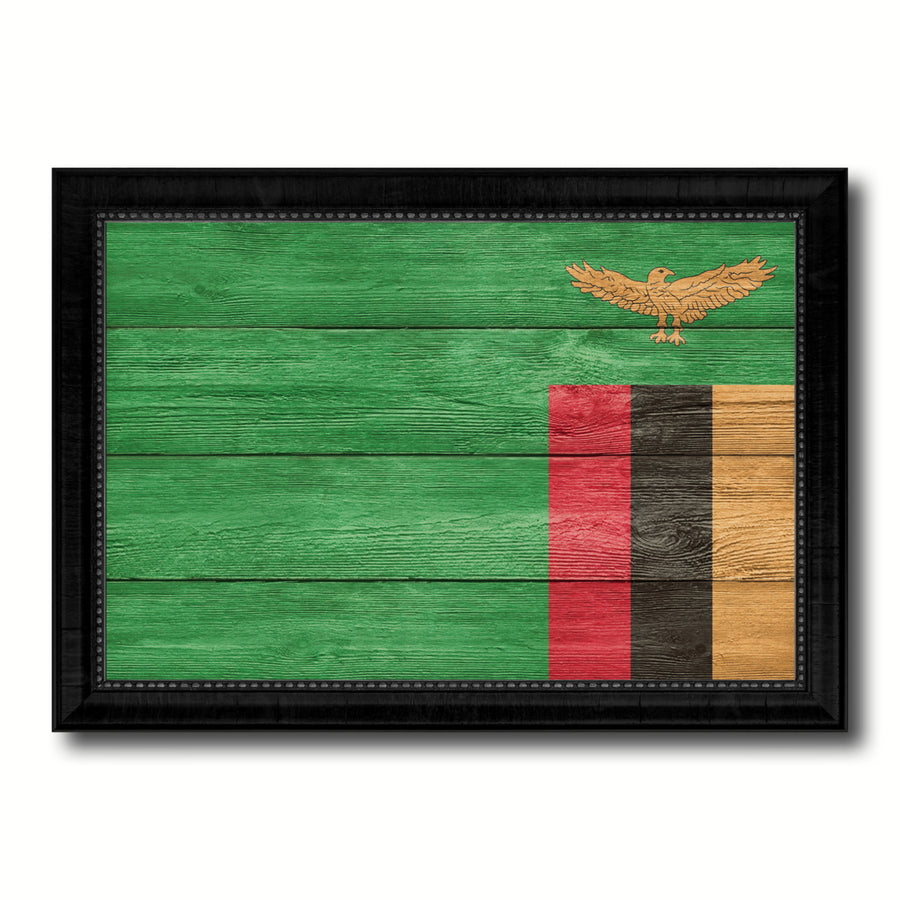 Zambia Country Flag Texture Canvas Print with Picture Frame  Wall Art Gift Ideas Image 1