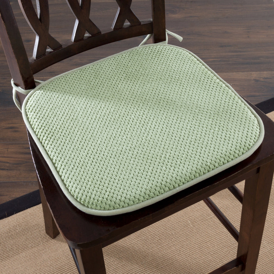 Lavish Home Memory Foam Chair Pad - Green Image 1