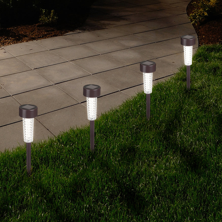 Pure Garden Textured LED Solar Path Lights - Bronze - Set of 6 Image 1