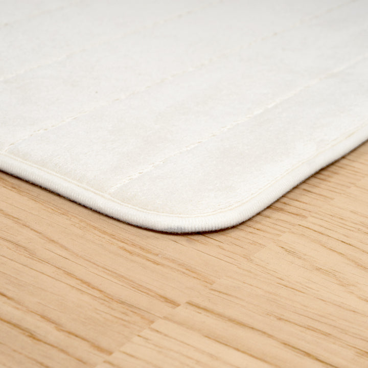 Lavish Home Memory Foam Striped Extra Long Bath Mat - White - 24x60 Image 3