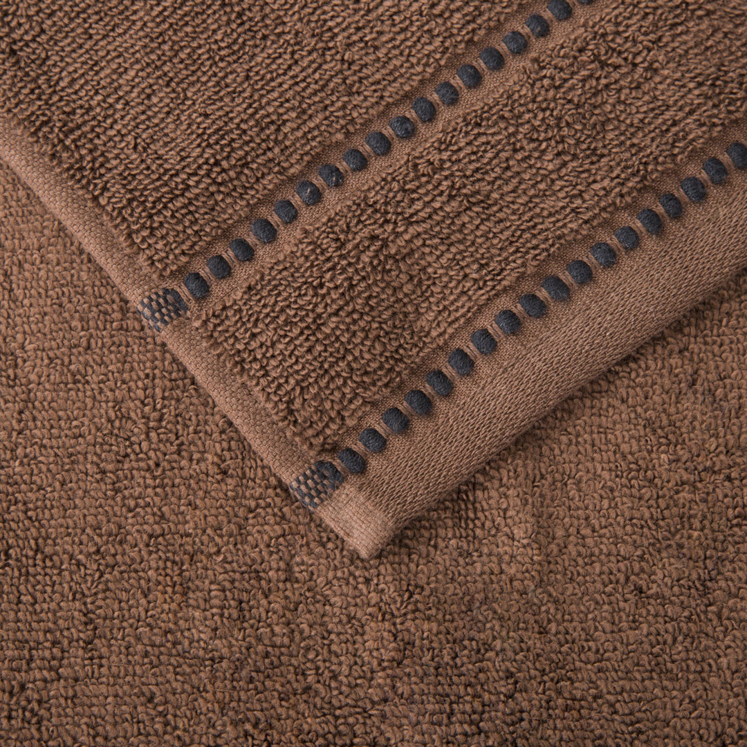 Lavish Home Quick Dry 100% Cotton Zero Twist 6 Piece Towel Set - Choc Image 4
