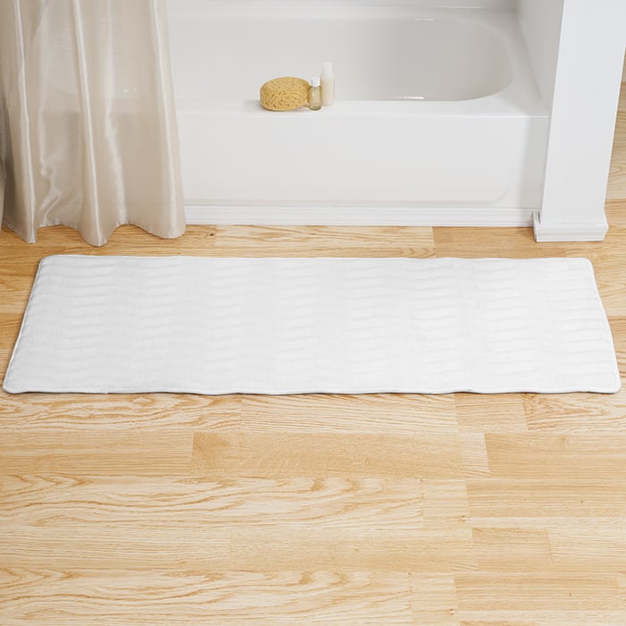 Microfiber Memory Foam Bathmat  Oversized Padded Nonslip Accent Rug for Bathroom, Kitchen, Laundry Room White 24 x 60 Image 1