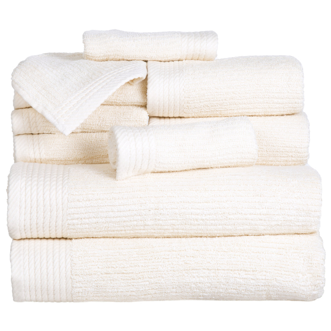 Lavish Home Ribbed 100% Cotton 10 Piece Towel Set - Bone Image 3
