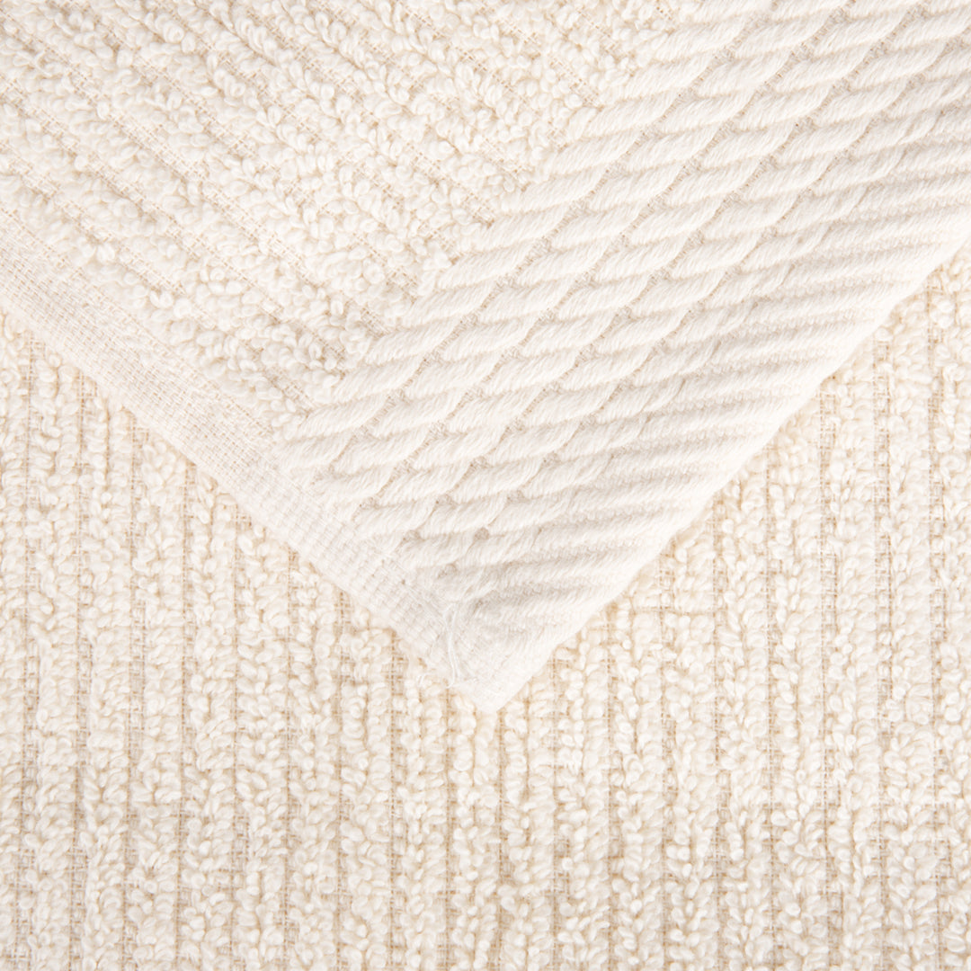 Lavish Home Ribbed 100% Cotton 10 Piece Towel Set - Bone Image 4