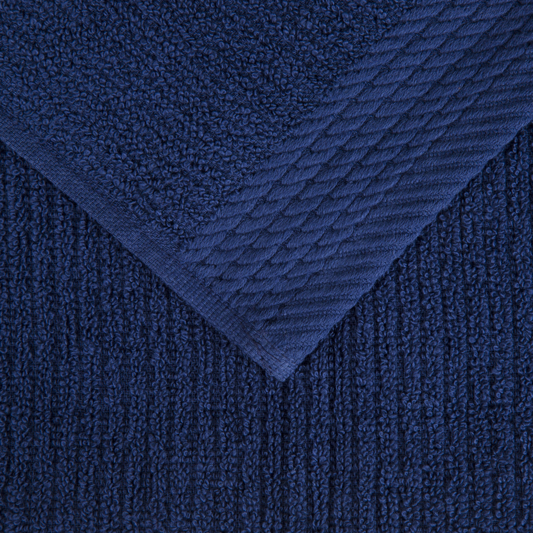 Lavish Home Ribbed 100% Cotton 10 Piece Towel Set - Navy Image 4