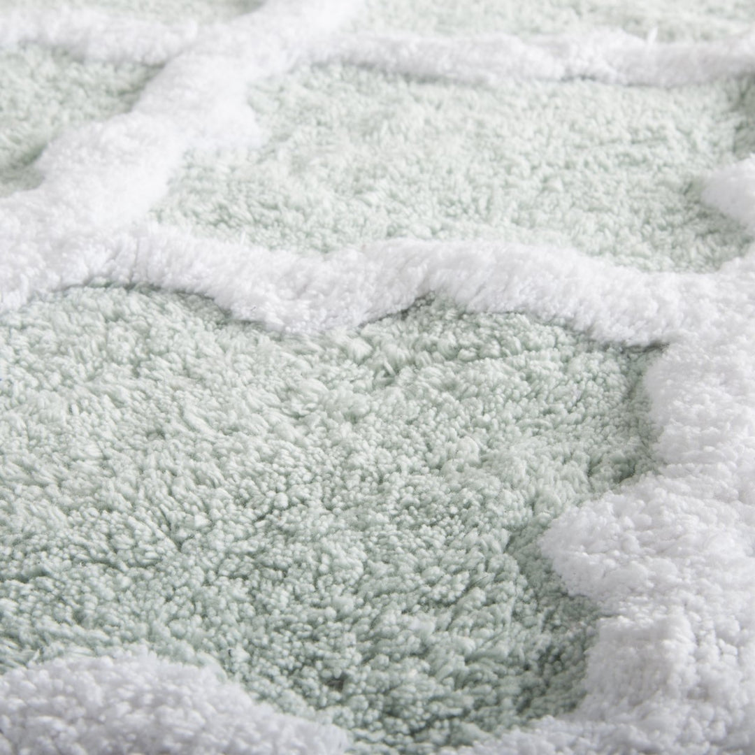 Lavish Home 100% Cotton Trellis Bathroom Mat - 24x60 inches - Seafoam Image 3