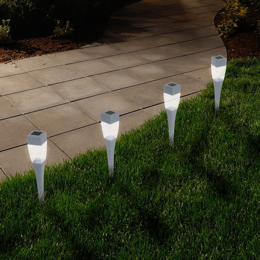 Pure Garden Solar Modern LED Pathway Lights - Set of 24 - Silver Image 1
