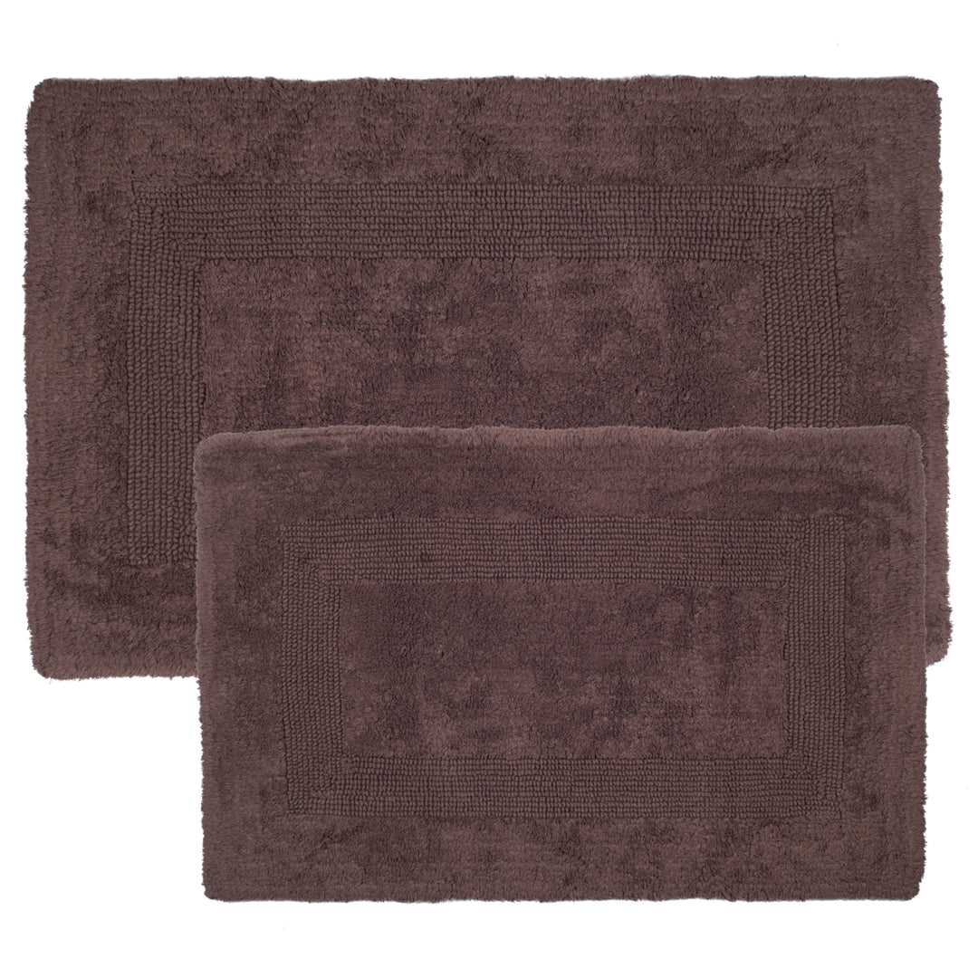 Lavish Home 100% Cotton 2 Piece Reversible Rug Set - Chocolate Image 3