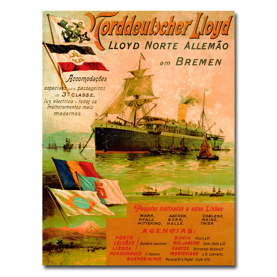 North German Lloyd Line 1898 Canvas Wall Art 35 x 47 Image 1