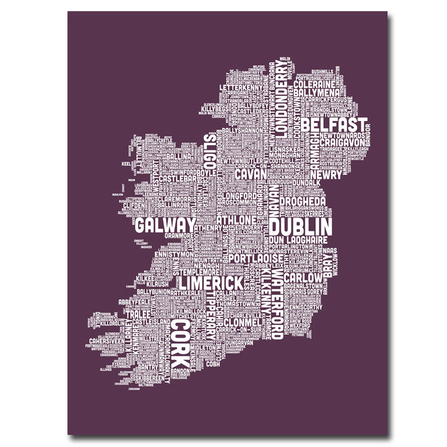 Michael Tompsett Ireland City Map IX Canvas Wall Art 35 x 47 Inches Image 1