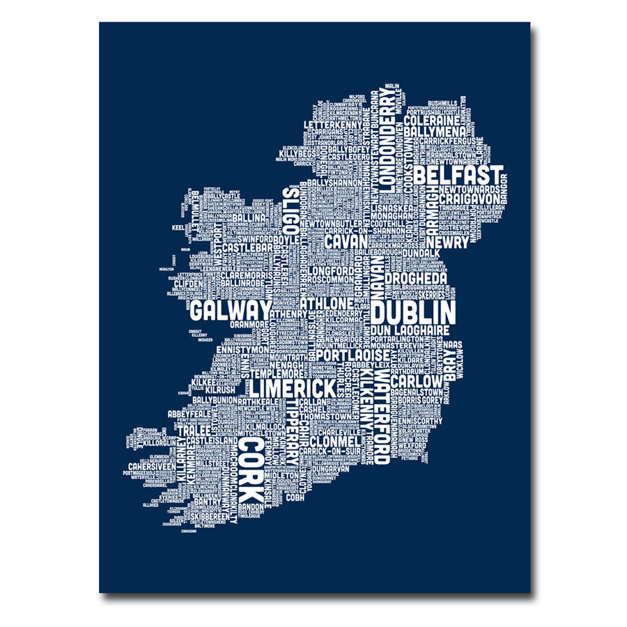 Michael Tompsett Ireland City Map X Canvas Wall Art 35 x 47 Inches Image 1