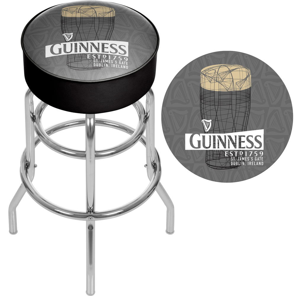Guinness Padded Swivel Bar Stool 30 Inches High - Line Art Pint Image 2