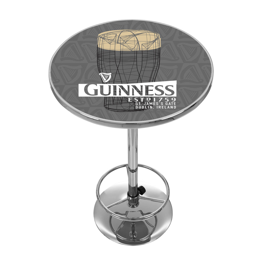 Guinness Chrome 42 Inch Pub Table - Line Art Pint Image 1