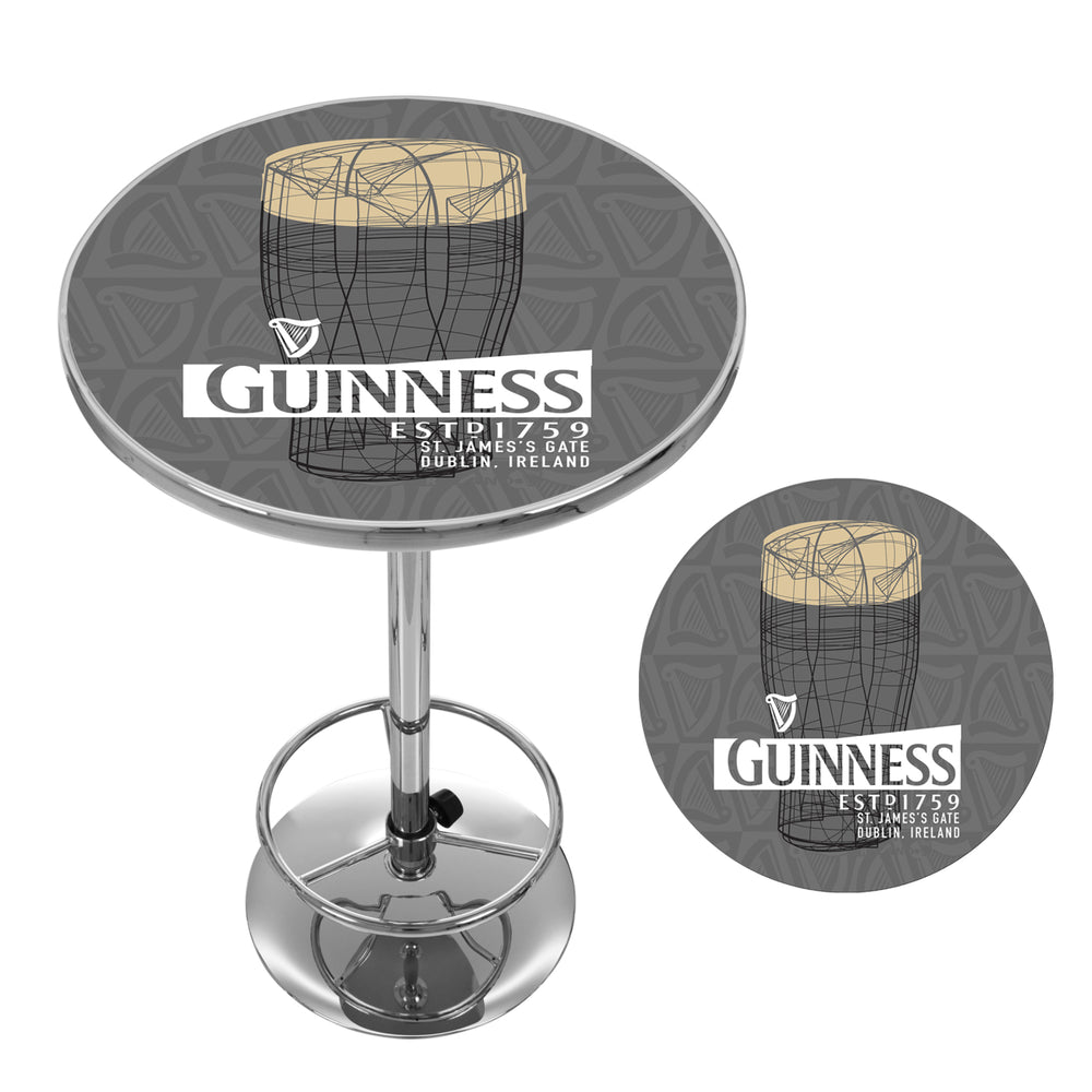 Guinness Chrome 42 Inch Pub Table - Line Art Pint Image 2