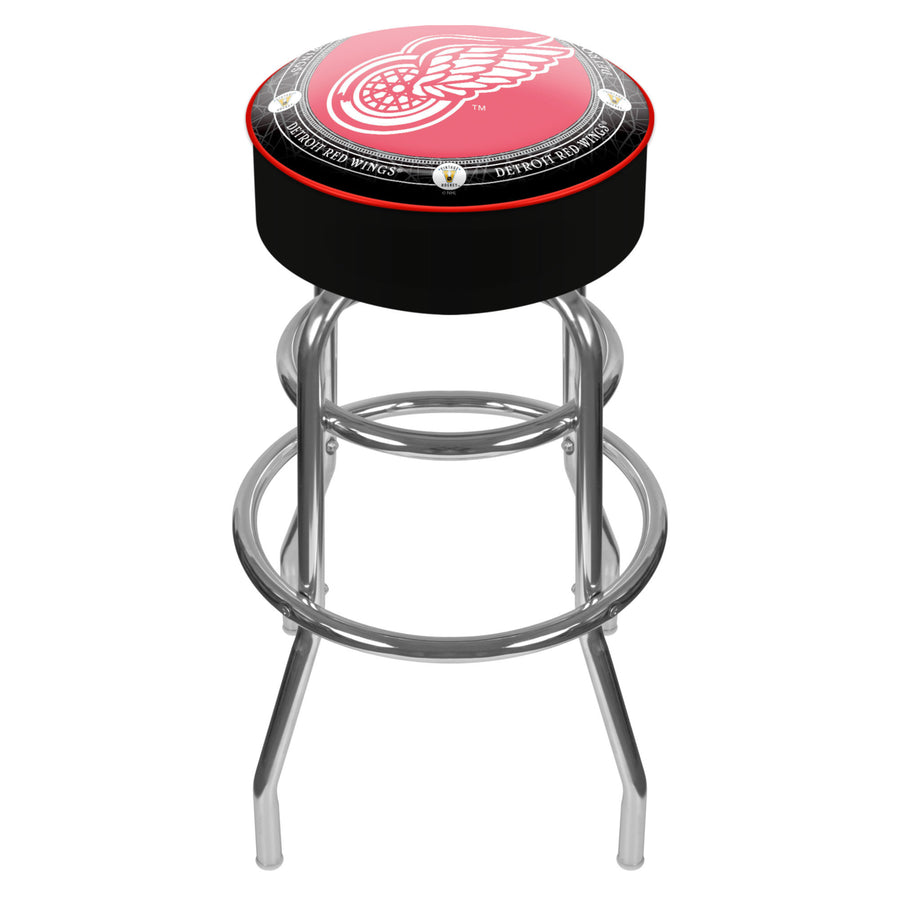 Throwback Detroit Redwings Padded Swivel Bar Stool 30 Inches High Image 1