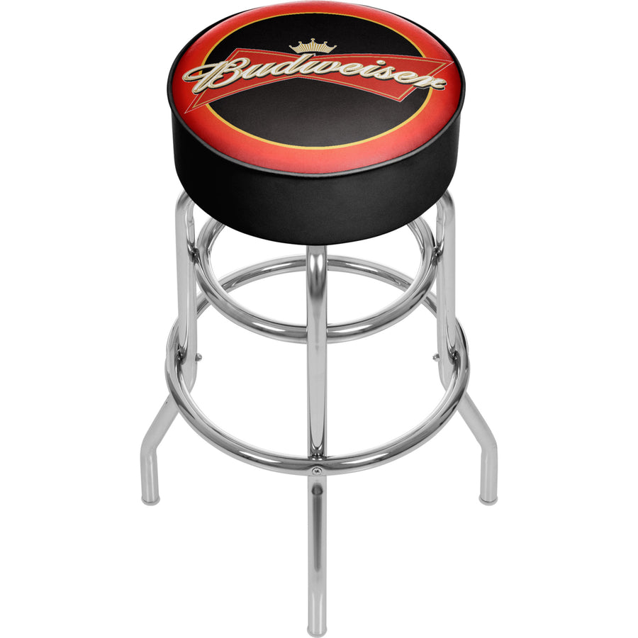 Budweiser Bowtie Red/Black Padded Swivel Bar Stool 30 Inches High 30 Inches High Image 1