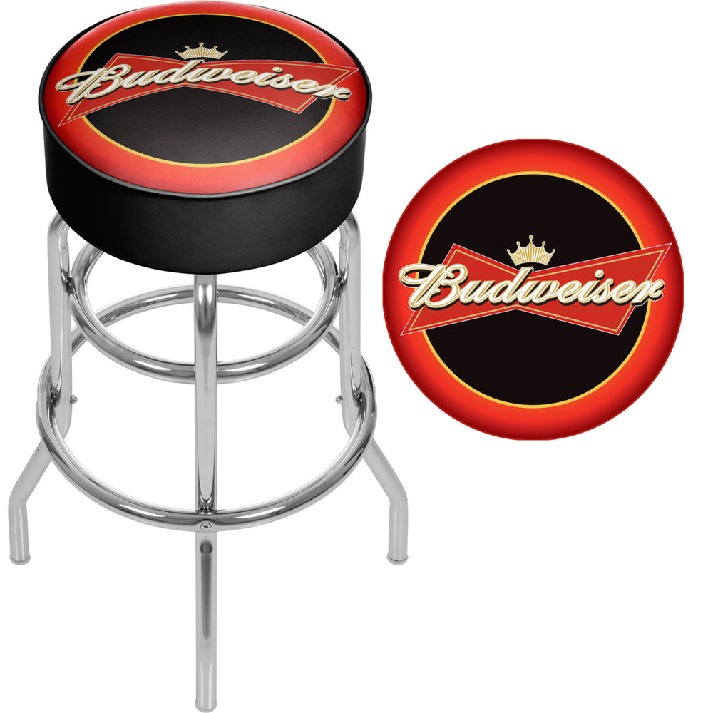 Budweiser Bowtie Red/Black Padded Swivel Bar Stool 30 Inches High 30 Inches High Image 2