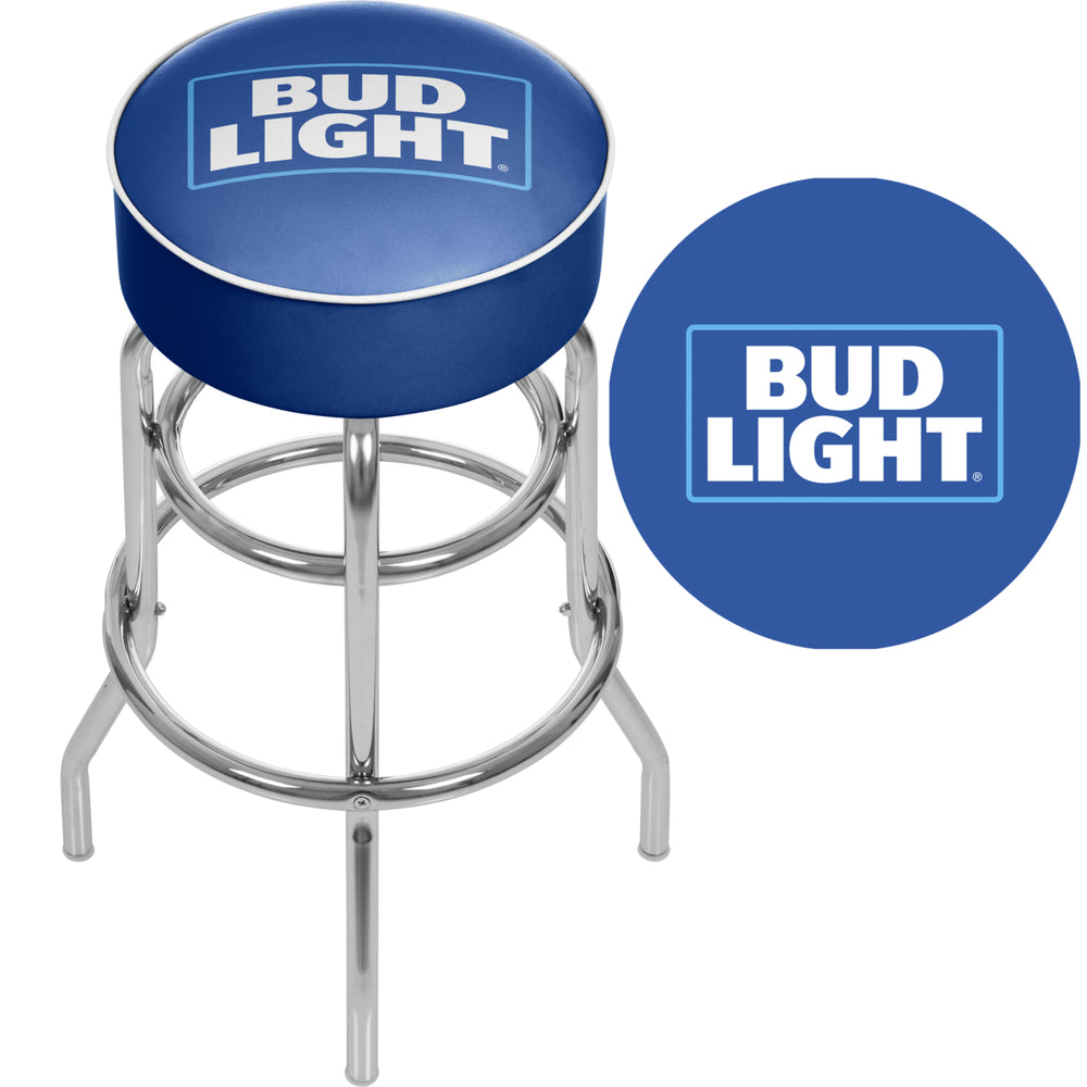 Bud Light Blue Padded Swivel Bar Stool 30 Inches High 30 Inches High Image 2