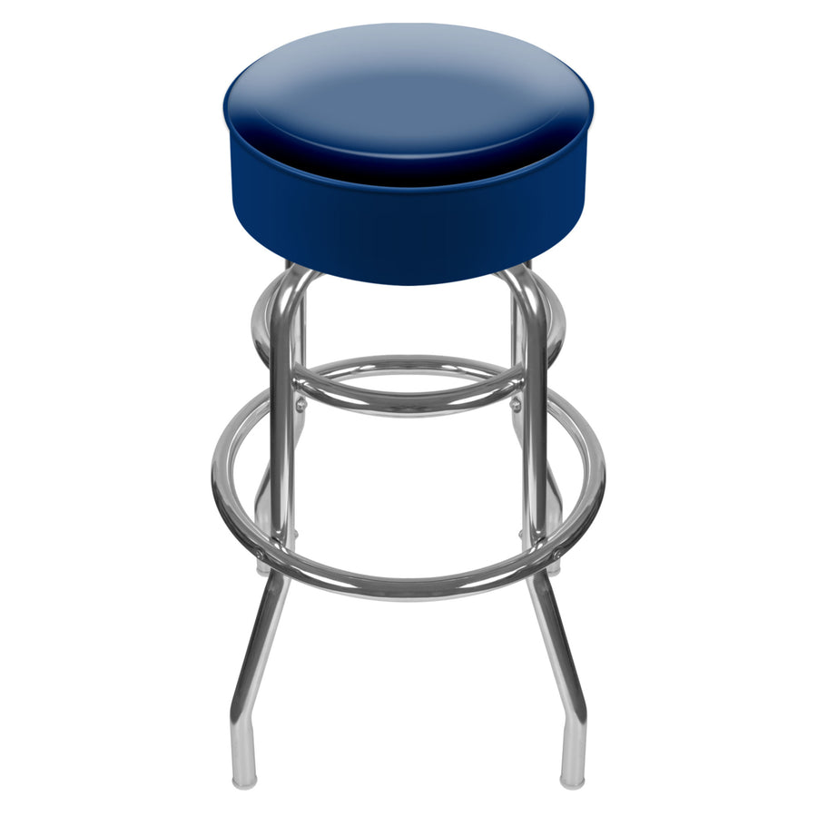 High Grade Blue Padded Swivel Bar Stool 30 Inches High 30 Inches High Image 1