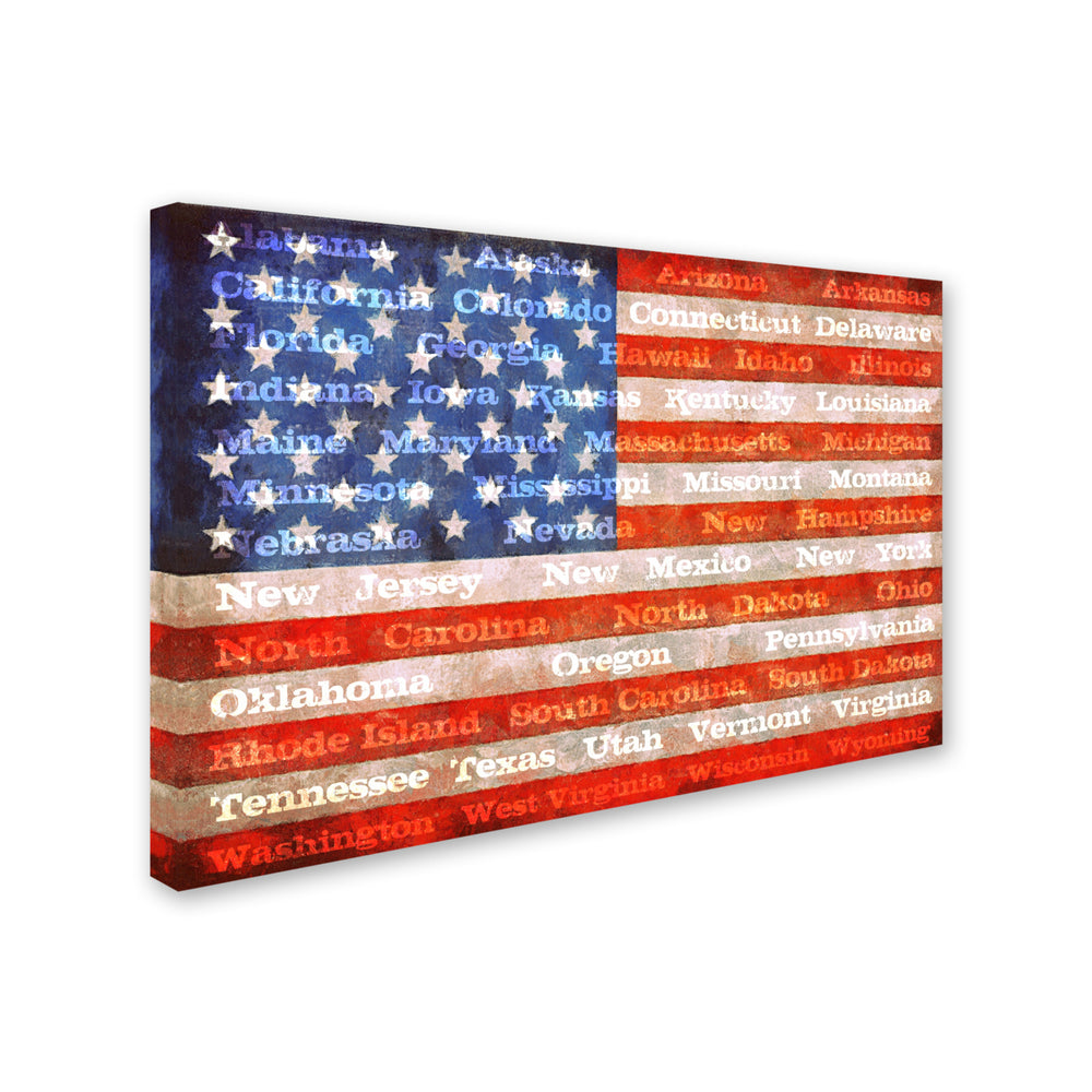 Michelle Calkins American Flag with States Canvas Art 16 x 24 Image 2
