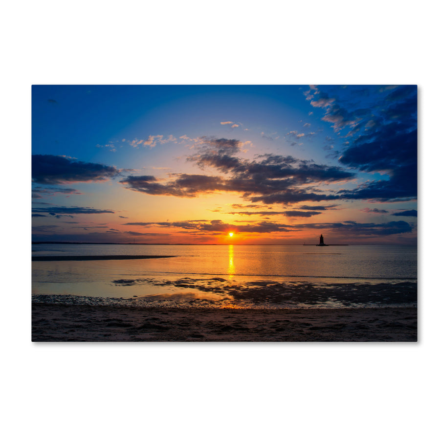 PIPA Fine Art Sunset Breakwater Lighthouse Canvas Art 16 x 24 Image 1