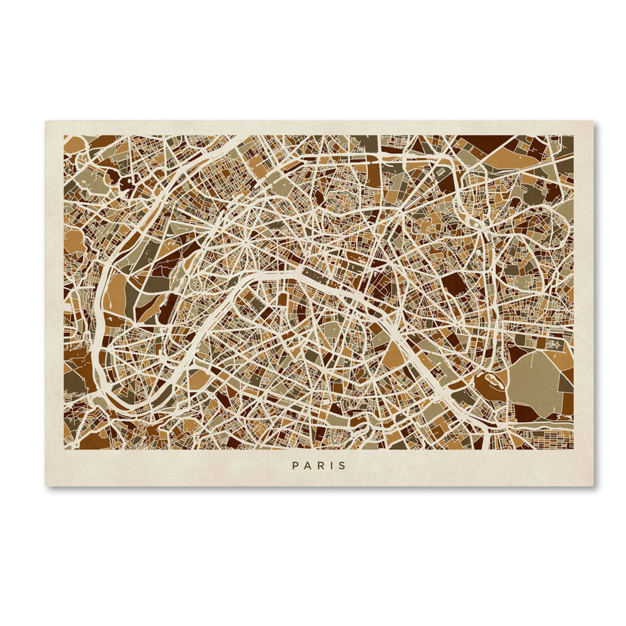 Michael Tompsett Paris France Street Map Canvas Art 16 x 24 Image 1
