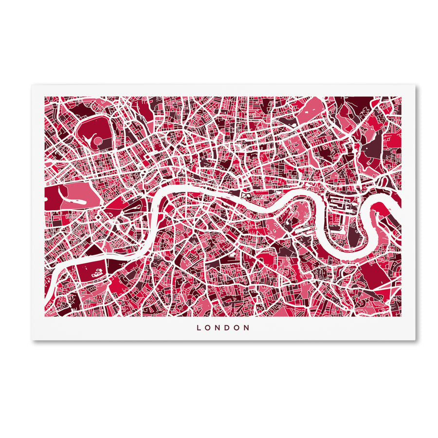 Michael Tompsett London England Street Map 4 Canvas Art 16 x 24 Image 1