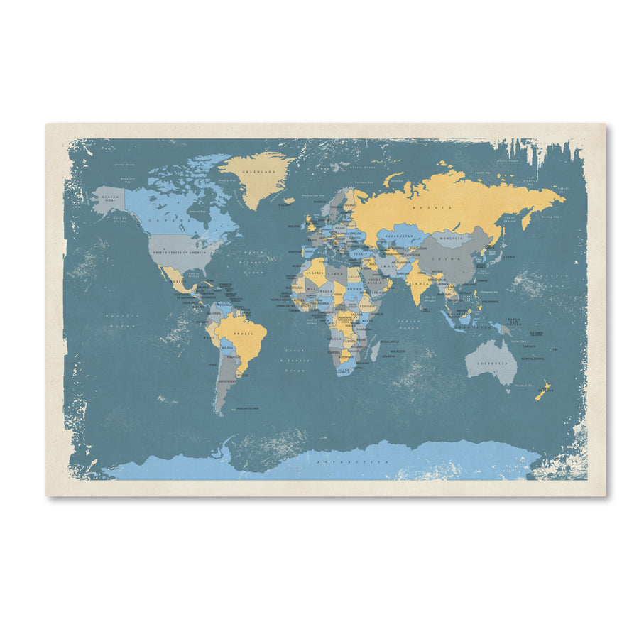 Michael Tompsett Retro Political Map of the World Canvas Art 16 x 24 Image 1