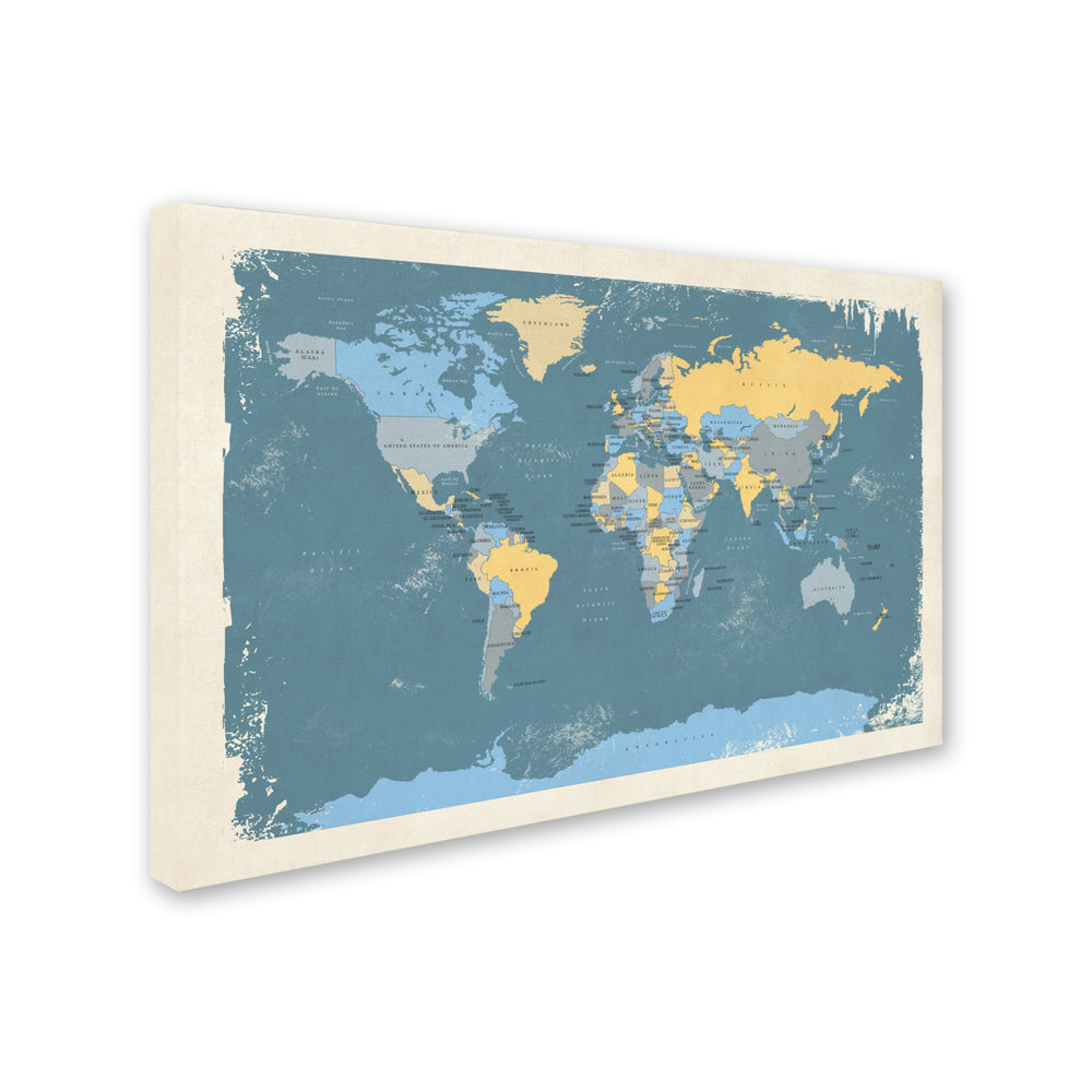 Michael Tompsett Retro Political Map of the World Canvas Art 16 x 24 Image 2