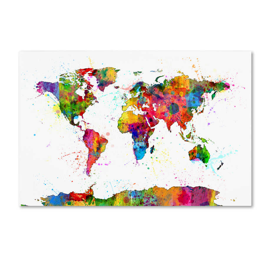 Michael Tompsett Map of the World Watercolor Canvas Art 16 x 24 Image 1