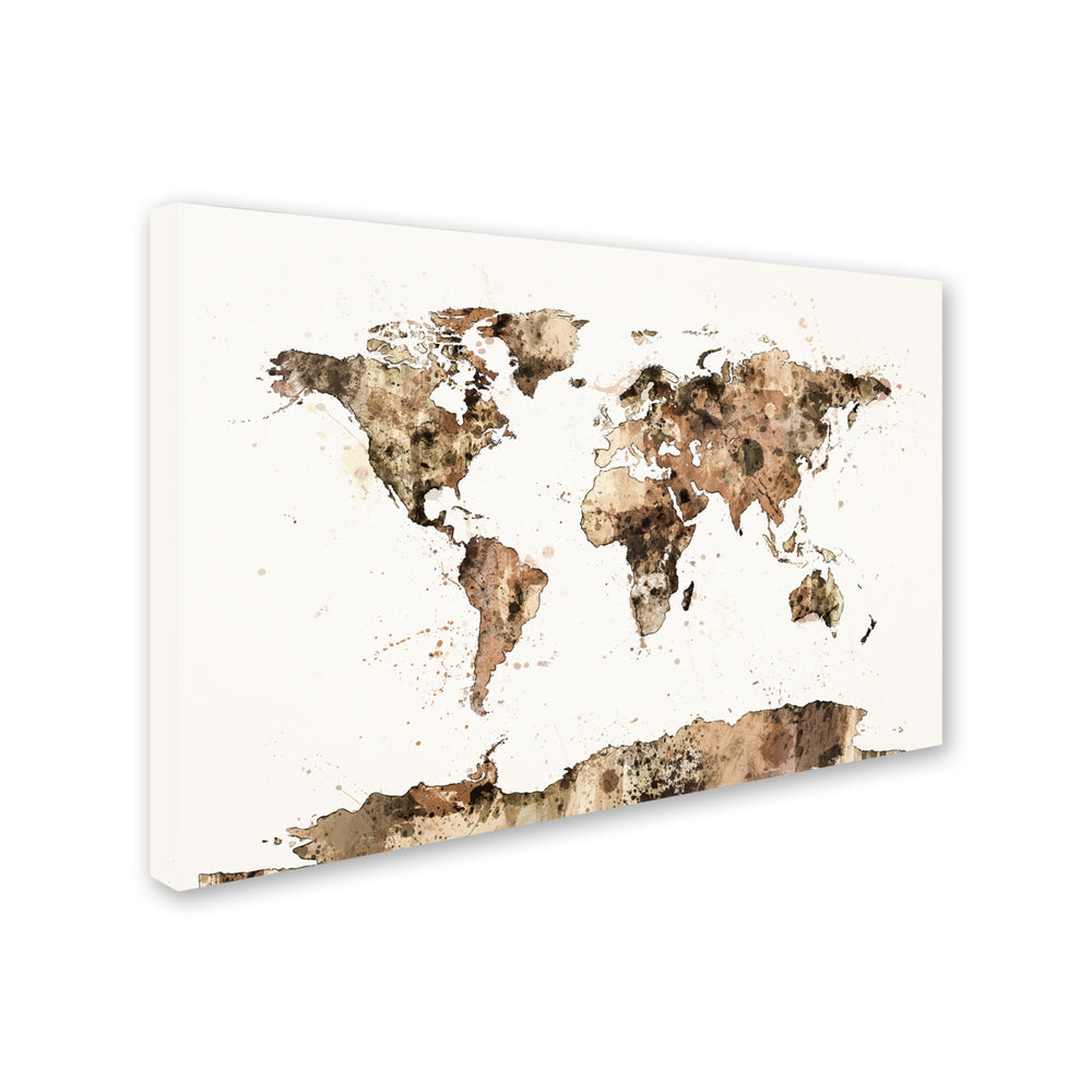 Michael Tompsett Map of the World Sepia Watercolor Canvas Art 16 x 24 Image 2