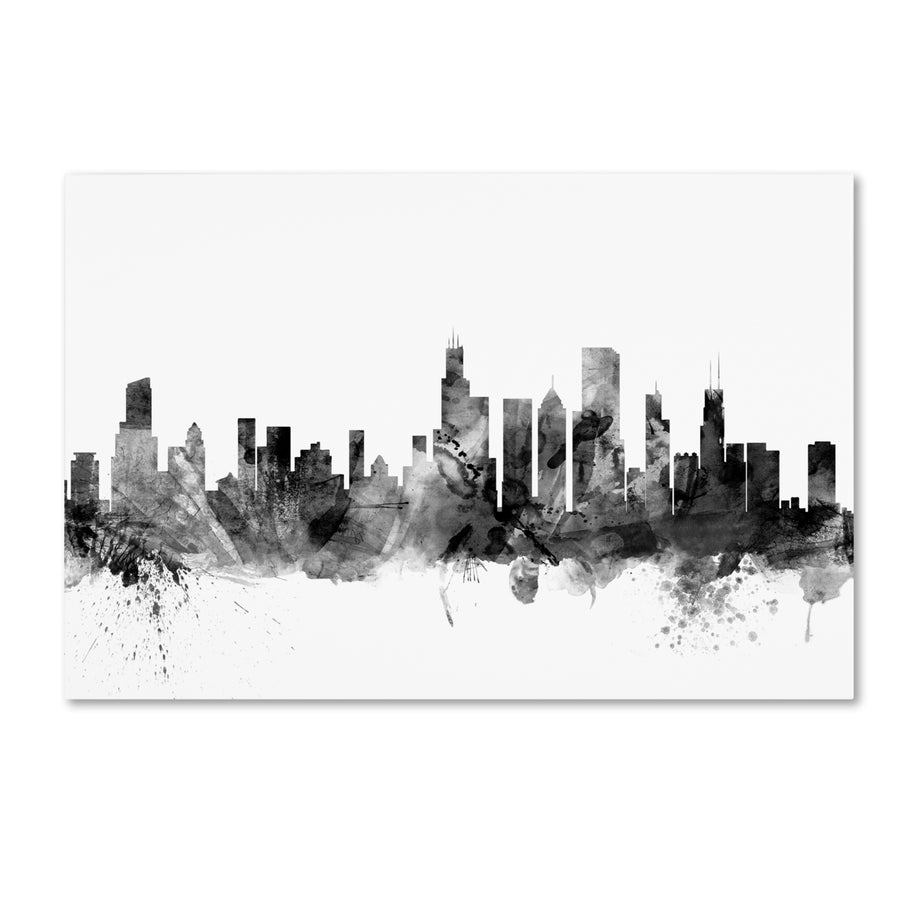Michael Tompsett Chicago Illinois Skyline BandW Canvas Art 16 x 24 Image 1