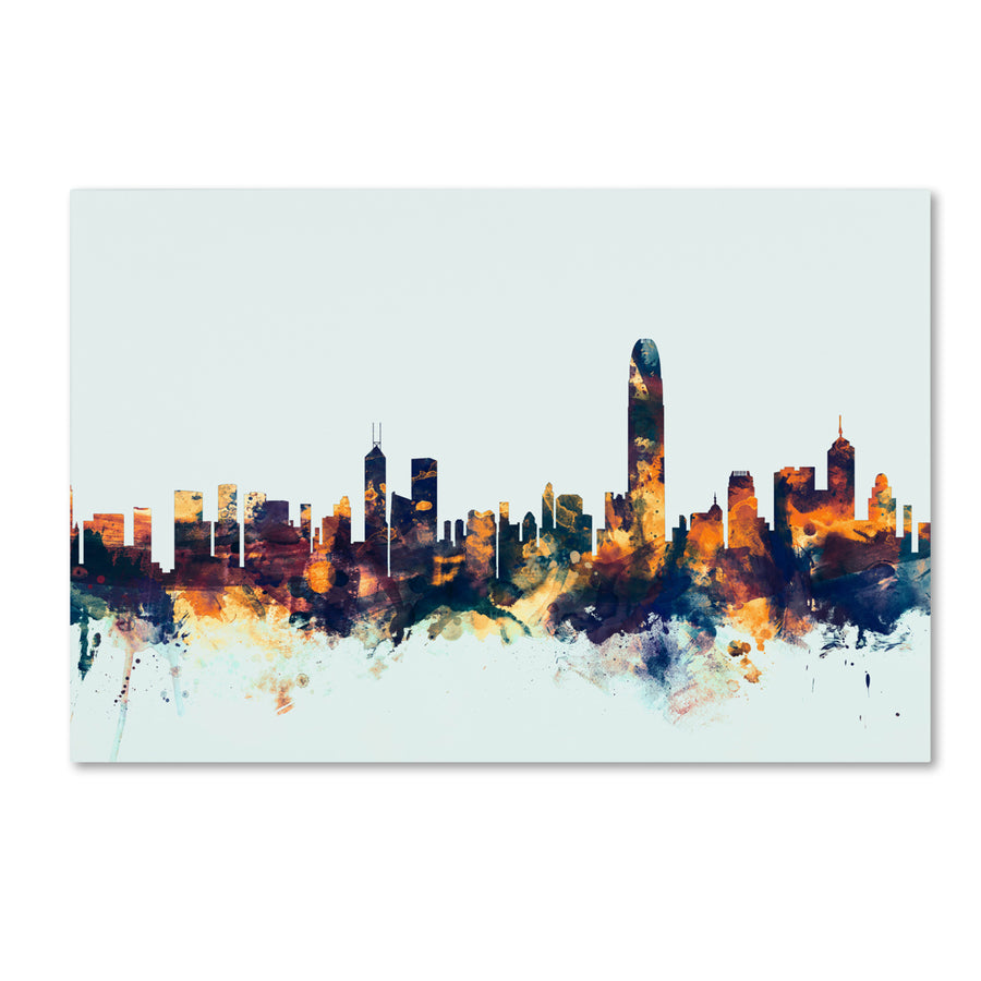 Michael Tompsett Hong Kong Skyline Blue Canvas Art 16 x 24 Image 1