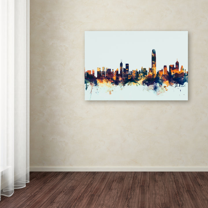 Michael Tompsett Hong Kong Skyline Blue Canvas Art 16 x 24 Image 3