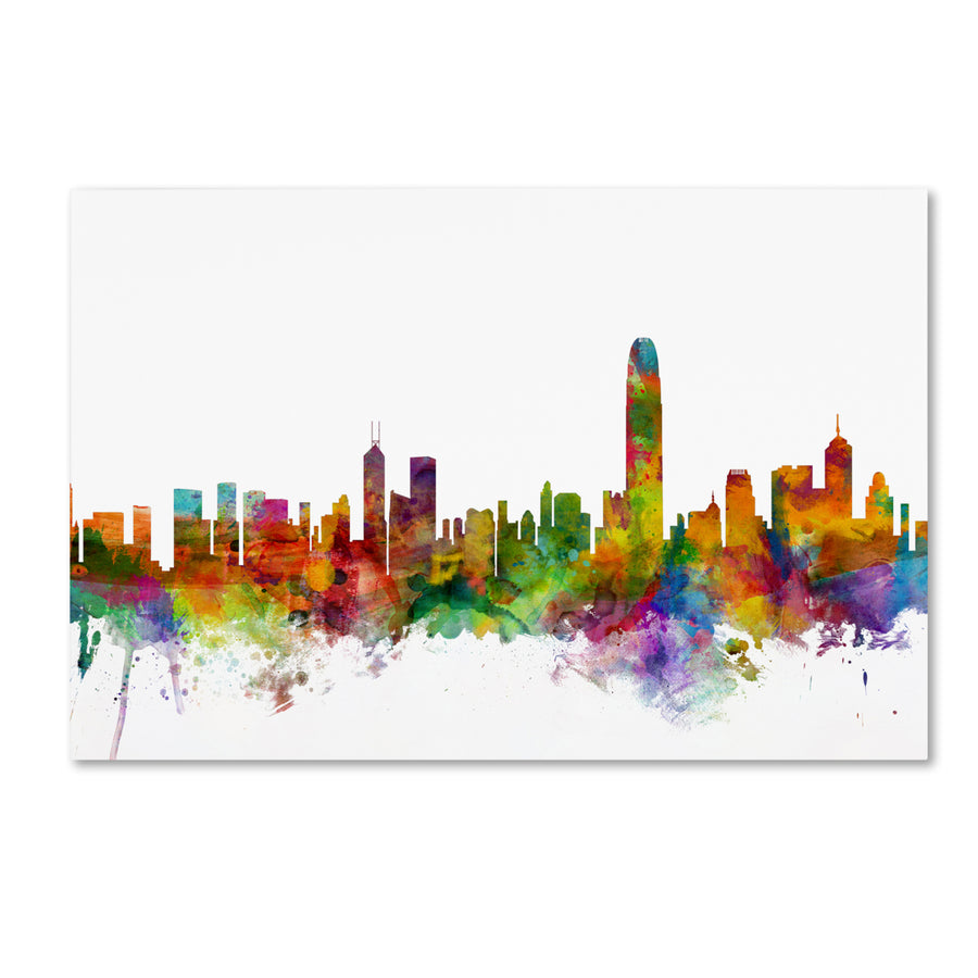 Michael Tompsett Hong Kong Skyline White Canvas Art 16 x 24 Image 1