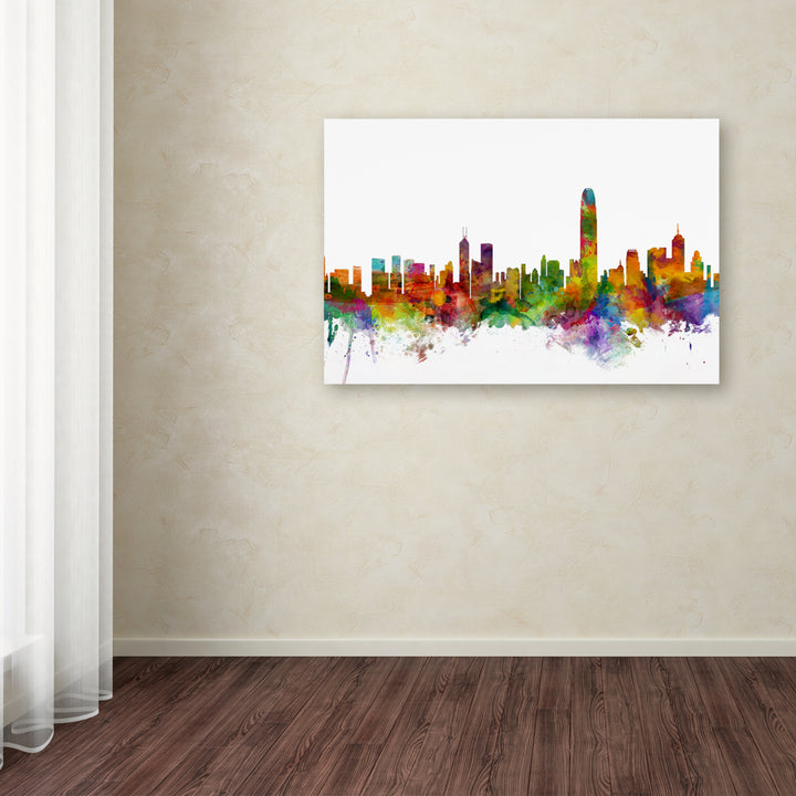 Michael Tompsett Hong Kong Skyline White Canvas Art 16 x 24 Image 3
