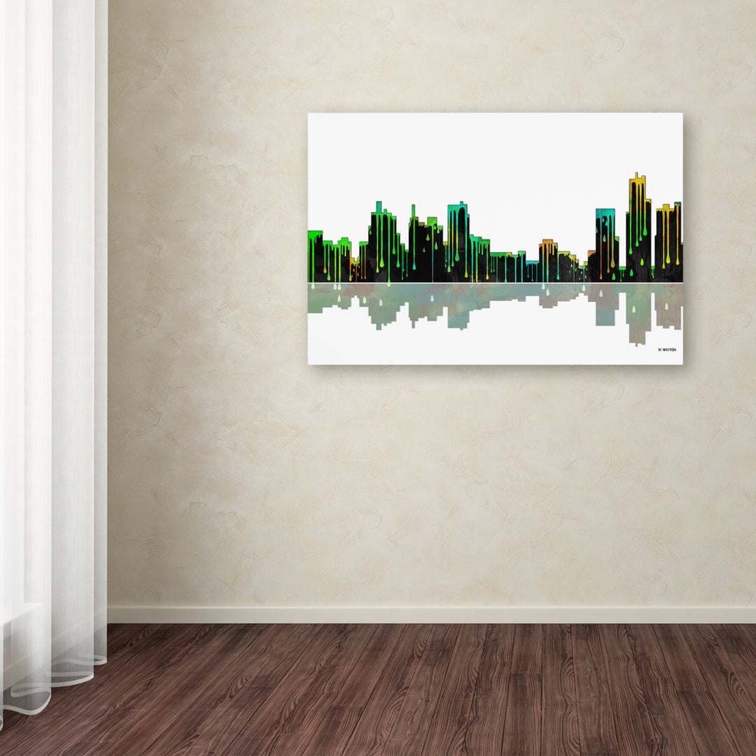 Marlene Watson Detroit Michigan Skyline Canvas Art 16 x 24 Image 3