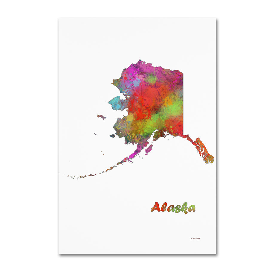Marlene Watson Alaska State Map-1 Canvas Art 16 x 24 Image 1