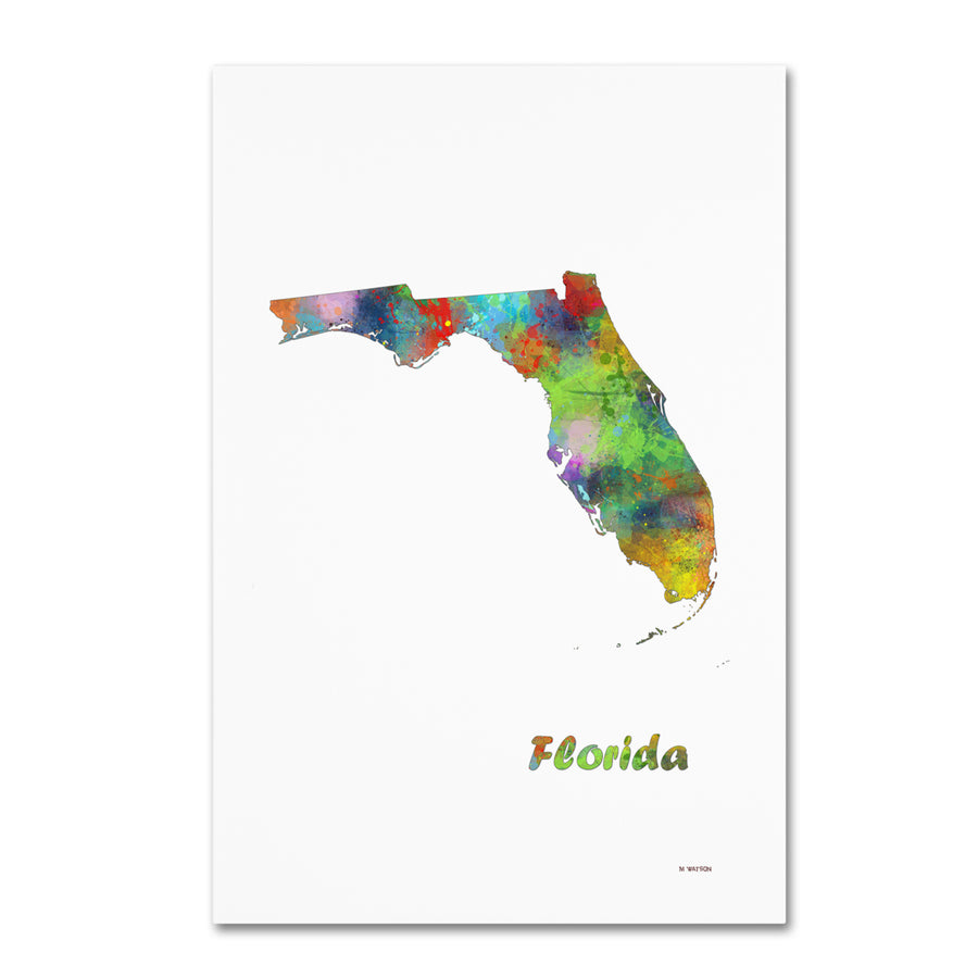 Marlene Watson Florida State Map-1 Canvas Art 16 x 24 Image 1