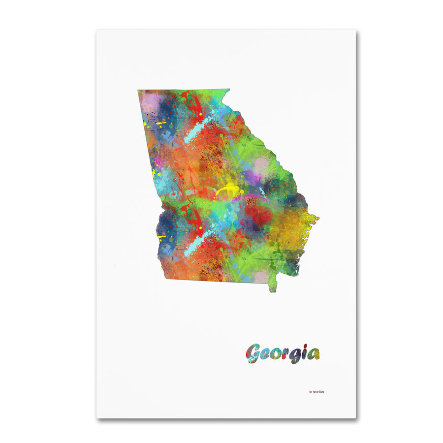 Marlene Watson Georgia State Map-1 Canvas Art 16 x 24 Image 1