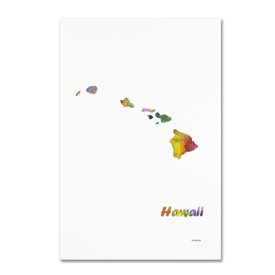 Marlene Watson Hawaii State Map-1 Canvas Art 16 x 24 Image 1