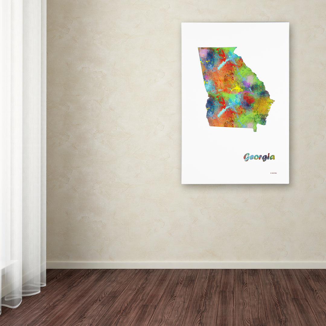 Marlene Watson Georgia State Map-1 Canvas Art 16 x 24 Image 3