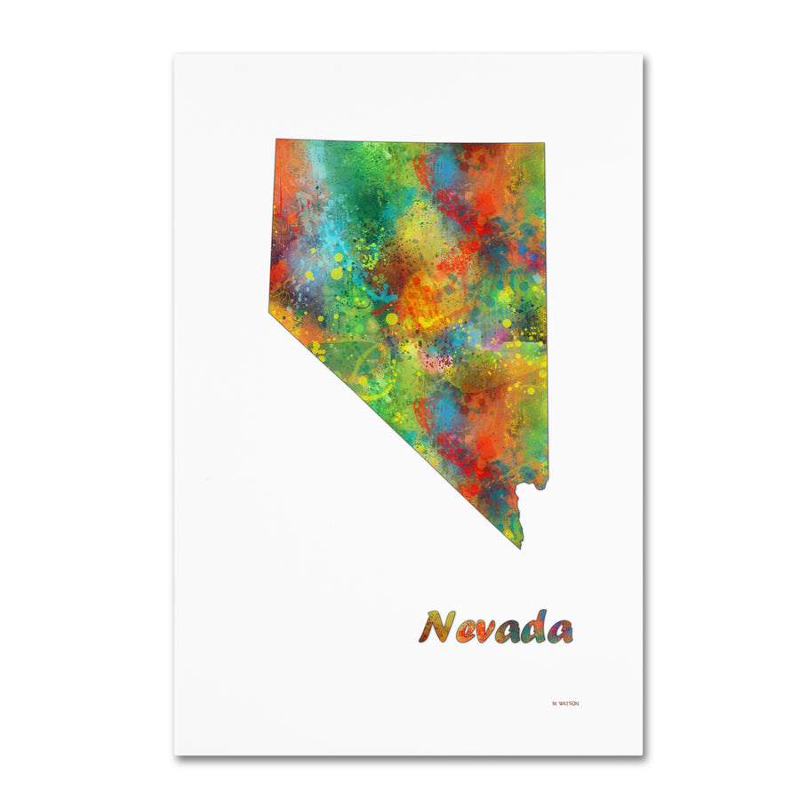 Marlene Watson Nevada State Map-1 Canvas Art 16 x 24 Image 1