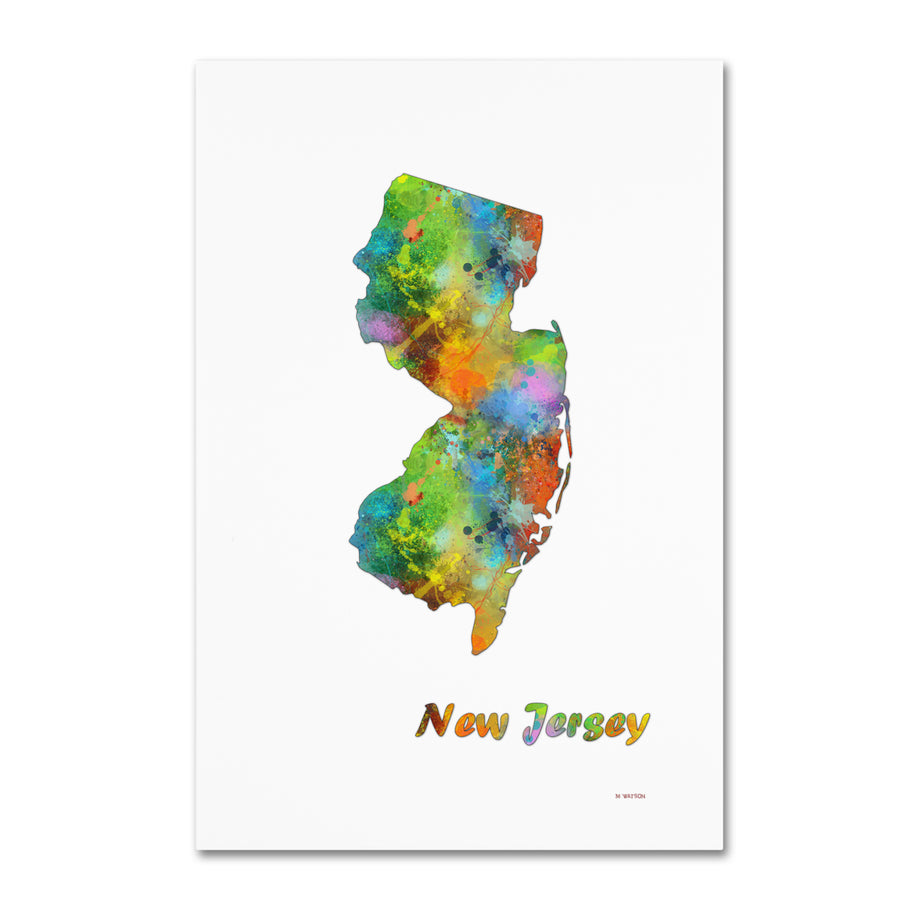 Marlene Watson  Jersey State Map-1 Canvas Art 16 x 24 Image 1