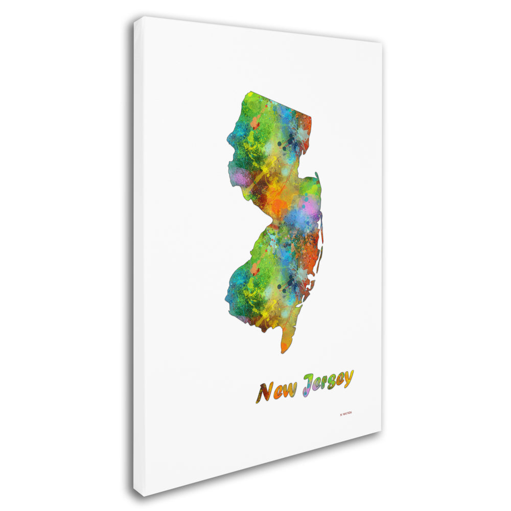 Marlene Watson  Jersey State Map-1 Canvas Art 16 x 24 Image 2