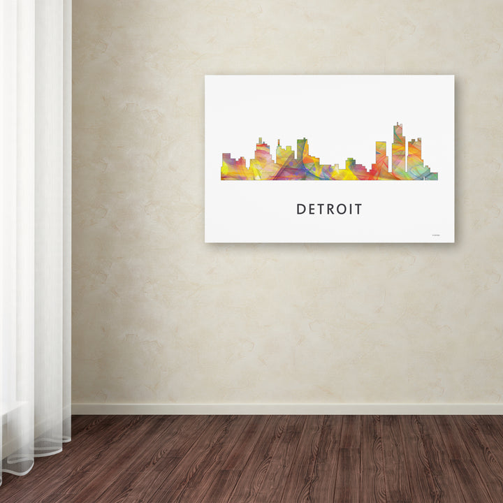 Marlene Watson Detroit Michigan Skyline WB-1 Canvas Art 16 x 24 Image 3